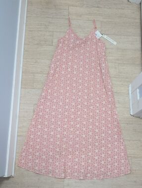Pink Floral Embroidery Slip Maxi Dress